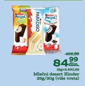 Mlečni desert Kinder