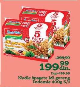 Nudle špagete Mi goreng Indomie 400g 5/1