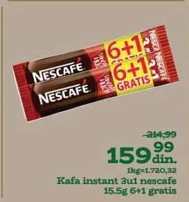 Kafa instant 3u1 nescafe 15.5g 6+1 gratis