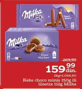 Keks choco minis 150g ili lilastix 112g Milka