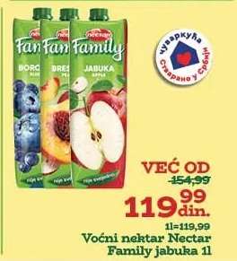 Voćni nektar Nectar Family jabuka 1l