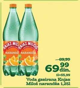 Voda gazirana Knjaz Miloš narandža 1,25l