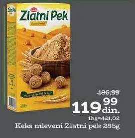 Keks mleveni Zlatni pek 285g