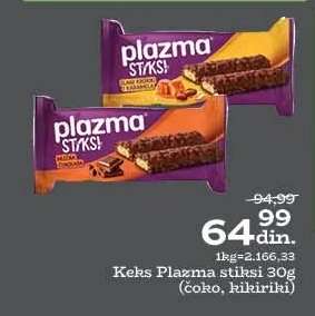 Keks Plazma štiksi 30g (čoko, kikiriki)