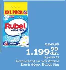 Deterdžent za veš active fresh 80pr. Rubel 6kg
