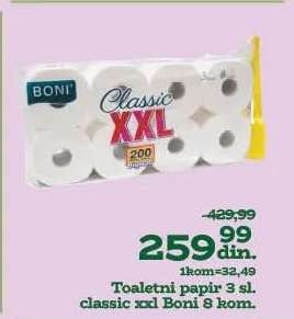 Toaletni papir 3 sl. classic xxl Boni 8 kom.