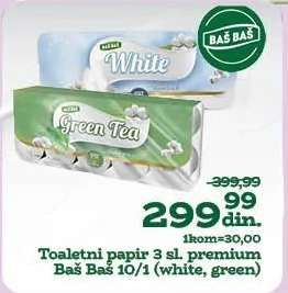 Toaletni papir 3 sl. premium Baš Baš 10/1 (white, green)