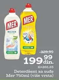 Deterdžent za sudove Mer 750ml (više vrsta)