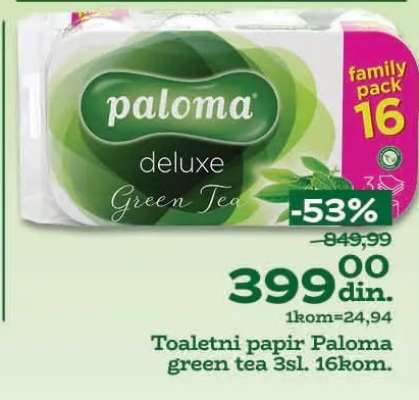 Toaletni papir Paloma green tea 3sl. 16kom.