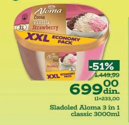 Sladoled Aloma 3 in 1 classic 3000ml