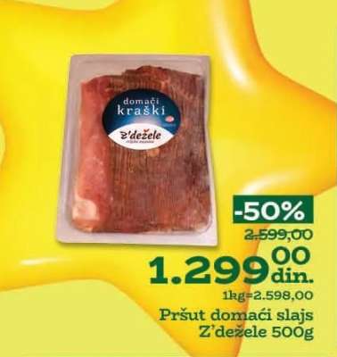 Pršut domaći slajs Z'dežele 500g