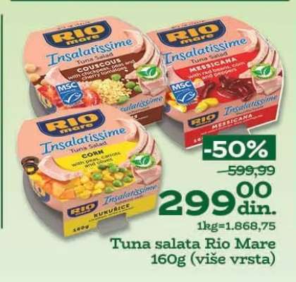 Tuna salata Rio mare 160g (više vrsta)