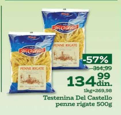 Testenina Del Castello penne rigate 500g