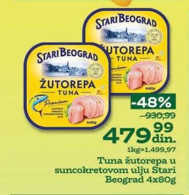 Tuna žutorepa u suncokretovom ulju Stari Beograd 4x80g