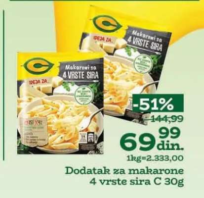 Dodatak za makarone 4 vrste sira C 30g