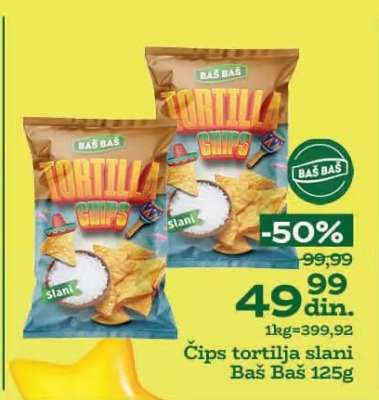 Čips tortilja slani Baš Baš 125g