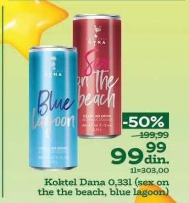 Koktel Dana 0,33l (sex on the beach, blue lagoon)