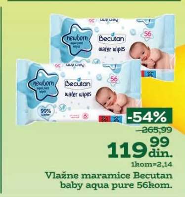 Vlažne maramice Becutan baby aqua pure 56kom.