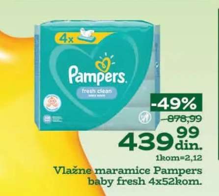 Vlažne maramice Pampers baby fresh 4x52kom.