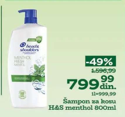 Šampon za kosu H&S menthol 800ml