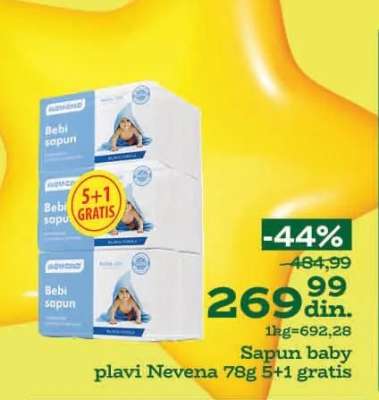 Sapun baby plavi Nevena 78g 5+1 gratis