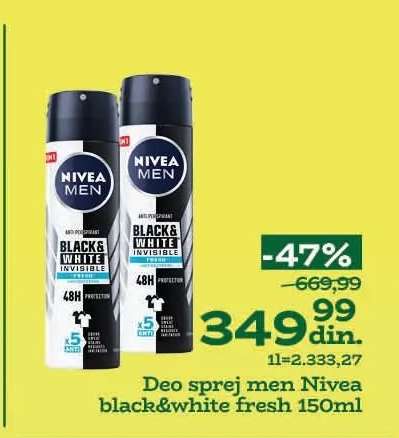 Deo sprej men Nivea black&white fresh 150ml