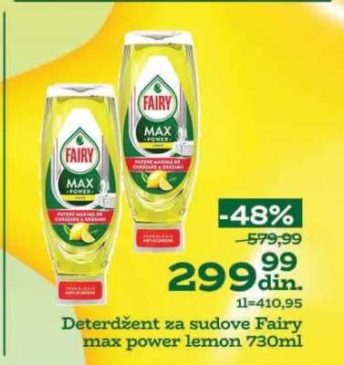 Deterdžent za sudove Fairy max power lemon 730ml