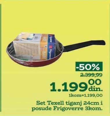 Set Texell tiganj 24cm i posude Frigoverre 3kom.