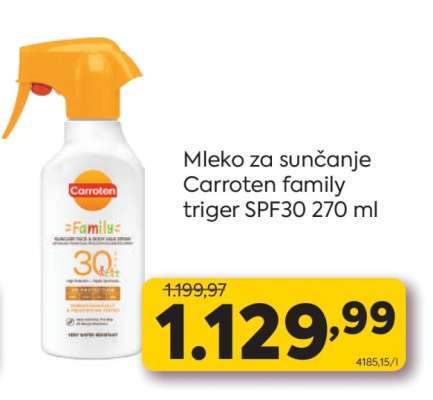 Mleko za sunčanje Carroten family triger SPF30 270 ml