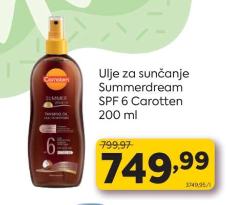 Ulje za sunčanje Summerdream SPF 6 Carotten 200 ml