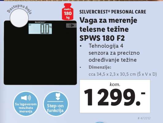Vaga za merenje telesne težine SPWS 180 F2