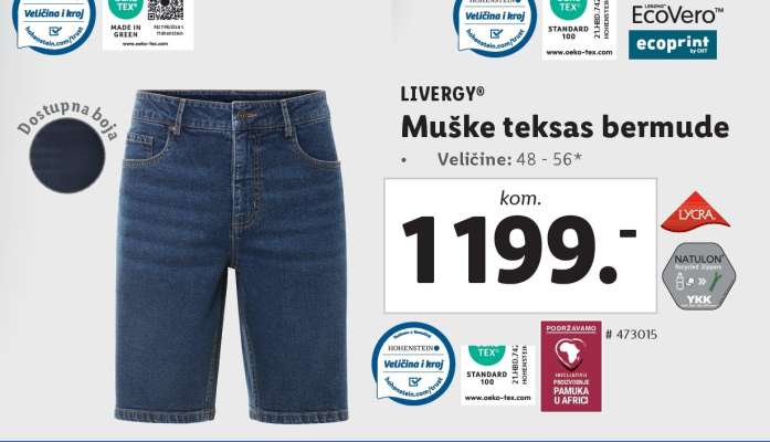 LIVERGY® Muške teksas bermude