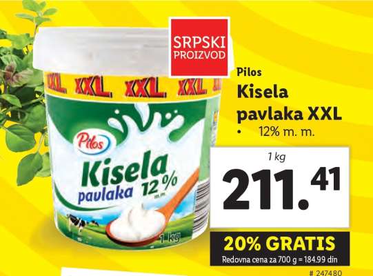 Pilos Kisela pavlaka XXL