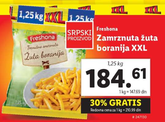 Freshona Zamrznuta žuta boranija XXL
