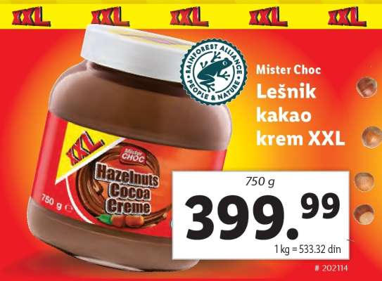 Mister Choc Lešnik kakao krem XXL