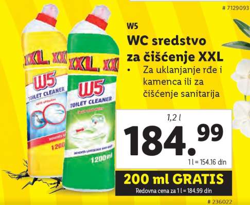 W5 WC sredstvo za čišćenje XXL