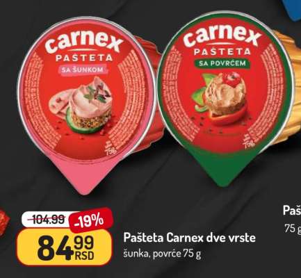Pašteta Carnex dve vrste