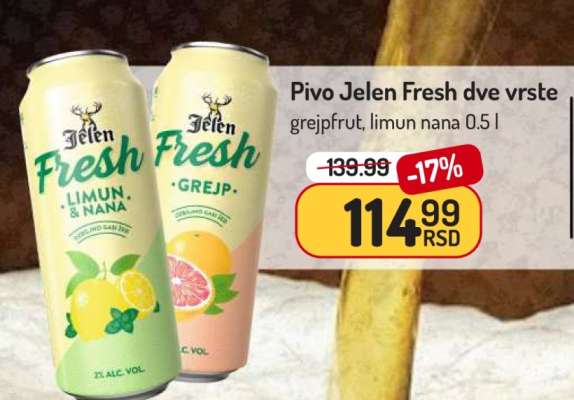 Pivo Jelen Fresh dve vrste