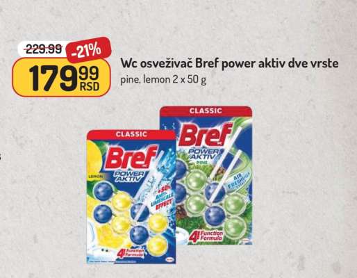 Wc osveživač Bref power aktiv dve vrste