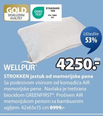 WELLPUR STROKKEN JASTUK OD MEMORIJSKE PENE