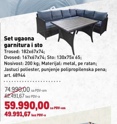 Set ugaona garnitura i sto