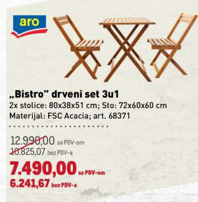 „Bistro” drveni set 3u1