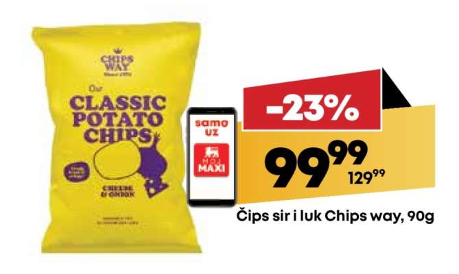 Čips sir i luk Chips Way, 90g