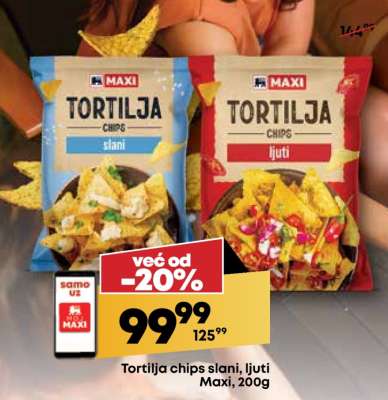Tortilja chips slani, ljuti Maxi, 200g