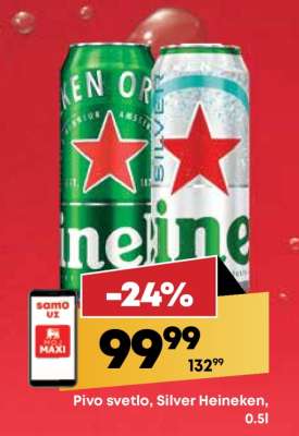 Pivo svetlo Silver Heineken 0.5l