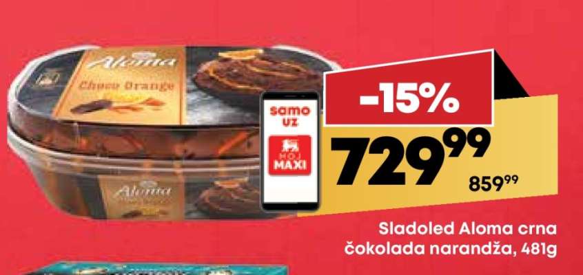 Sladoled Aloma crna čokolada-narandža, 481g