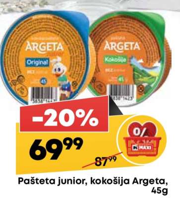 Pašteta junior, kokošija Argeta, 45g
