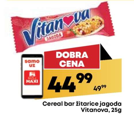 Cereal bar žitarice jagoda Vitanova 25g