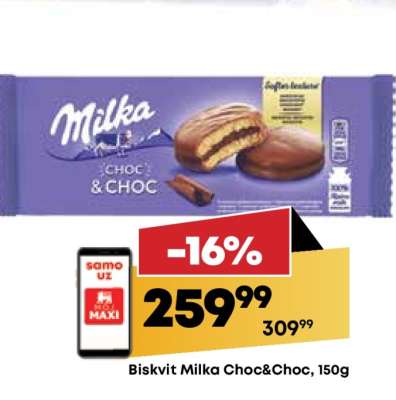 Biskvit Milka Choc&Choc, 150g