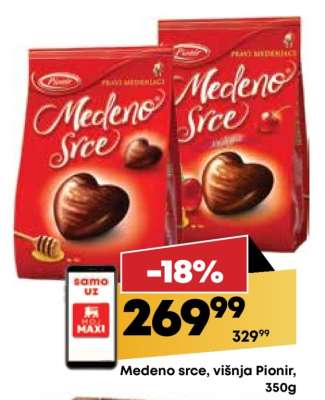 Medeno srce višnja Pionir 350g